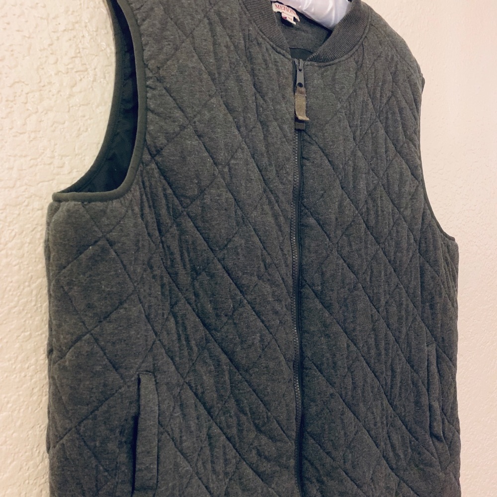 Quilted, puffy gray vest